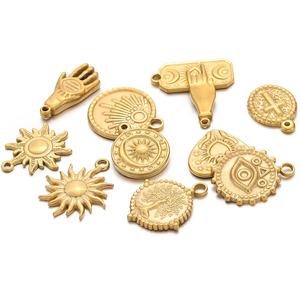 5 Stück Edelstahl rundes Kreuz Sun Moon Hand Charm Anhänger für Ohrringe Armband Halskette DIY Schmuck herstellung Zubehör - Product Image 5