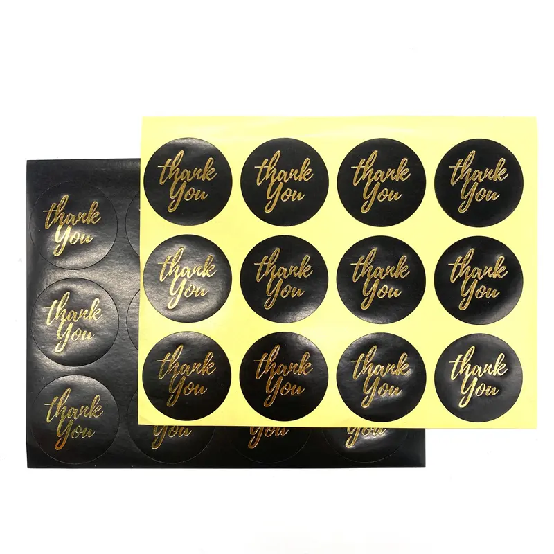 Пользовательские печатные логотипы для упаковки, виниловые водонепроницаемые круглые наклейки с надписью thank you для малого бизнеса