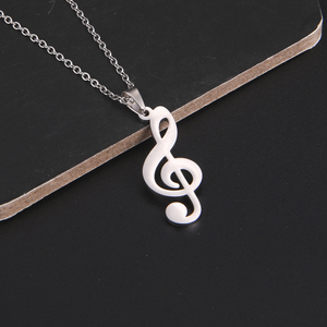 Suake — collier élégant avec symbole Musical, pendentif trible G Clef, en acier inoxydable, plaqué or véritable, bijoux à breloque musicale - Product Image 2