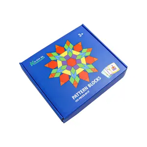 C01852幾何学的形状パズル24個のカードを持つ子供のための教育モンテッソーリタングラムおもちゃ155個の木製パターンブロックセット
