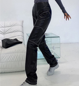 <span class=keywords><strong>Pantaloni</strong></span> Jeans HANO finta pelle PU <span class=keywords><strong>in</strong></span> 2023 nuova elegante qualità marrone nero dritto Patchwork da donna <span class=keywords><strong>pantaloni</strong></span> <span class=keywords><strong>in</strong></span> pelle - Product Image 3