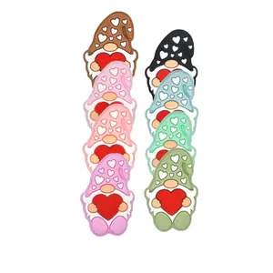 Food Grade Cute Gnome Baby Teething Silicone Charms Focal Bead Valentines Gnome Character Beads For Pen Making Silicone Beads