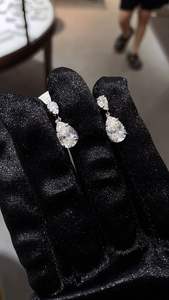 All Fashion GRA Certified Moissanite Fashion <b>Jewelry</b> (Old) Electroplated <b>Western</b> Matte Silver Water Drop Earrings - Product Image 5