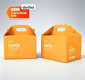 Caja de Papel Kraft Personalizada OEM para Alimentos con Asa, Caja Rectangular Autoarmable M021T_006, Impresión a Cuatro Colores - Product Image 1