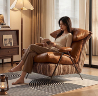 Fauteuil de détente simple en tissu avec structure en bois courbée, moderne, durable et écologique, pour salon, chambre et bureau à domicile