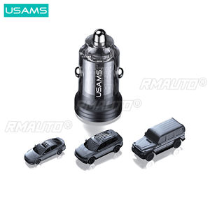 Chargeur de voiture USAMS C35 45W, charge rapide pour iPhone 14 Pro Max Xiaomi Huawei Samsng, chargeur de voiture mini transparent en alliage d'aluminium - Product Image 3