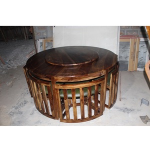 ชุดโต๊ะรับประทานอาหารทรงรีทำจากไม้เนื้อแข็งหรูหราสไตล์อุตสาหกรรมโบราณ/วินเทจพร้อมขาแผ่นไม้เฟอร์นิเจอร์ห้องครัวบาร์ - Product Image 4