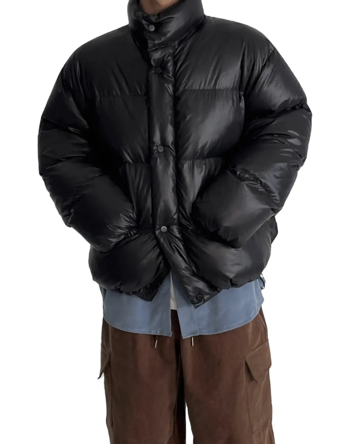 OEM उच्च गुणवत्ता वाले विंडप्रूफ और वाटरप्रूफ कस्टम पफ़र जैकेट पुरुषों के लिए विंटर प्लस साइज़ गर्म जैकेट कॉटन कोट हल्का है OEM