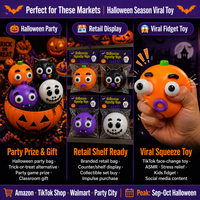 Juguete Antiestrés Southpeak Mochi, Herramienta de Terapia Sensorial para el Alivio de la Ansiedad, para el Autismo y el TDAH, Bola Cambia-Expresiones Facial para Halloween