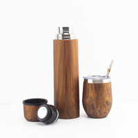 Ensemble de gourde à thé, tasse à Mate de 12oz, avec couvercle de fermeture, 500ml, bouteille Thermos en bois, Bombilla paille, tasse à Mate
