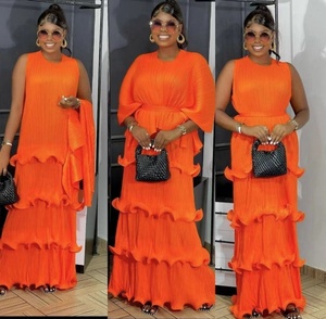 <span class=keywords><strong>Miyaki</strong></span> – ensemble 2 pièces pour femmes, col rond, couleur unie, manches courtes, plis, ceinture, moulante, décontractée, mode, robe élégante pour femmes, 2022 - Product Image 1