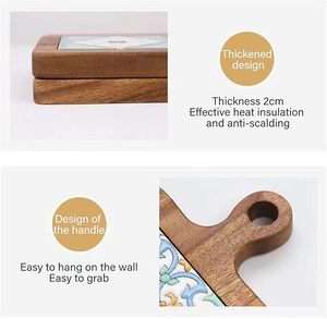 Sous-verres et dessous <span class=keywords><strong>de</strong></span> plat en bois naturel anti-brûlure pour tasses à thé chauds et casseroles - Product Image 3