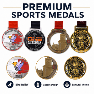 Maßgefertigte Sportmedaille Hohl Antik-Bronze Emaille Slowpitch Karate Samurai <span class=keywords><strong>Malta</strong></span> Architektur Auszeichnung Wettbewerbsband - Product Image 4