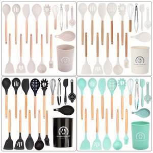 Accesorios para electrodomésticos de cocina, juego de utensilios de cocina de 14 piezas, juego de utensilios de cocina de silicona con mango de madera, resistente al calor - Product Image 1