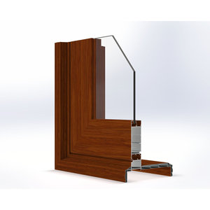 Profilé de porte et de fenêtre en aluminium Xf156 à coins chanfreinés 6063 T5 avec architrave intégré imitation bois pour villa de luxe - Product Image 2