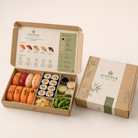 Boîte à sushi à six compartiments de qualité alimentaire personnalisée pour emporter, pour rouleaux de sushi, accompagnements, aliments froids, emballage pour restaurants