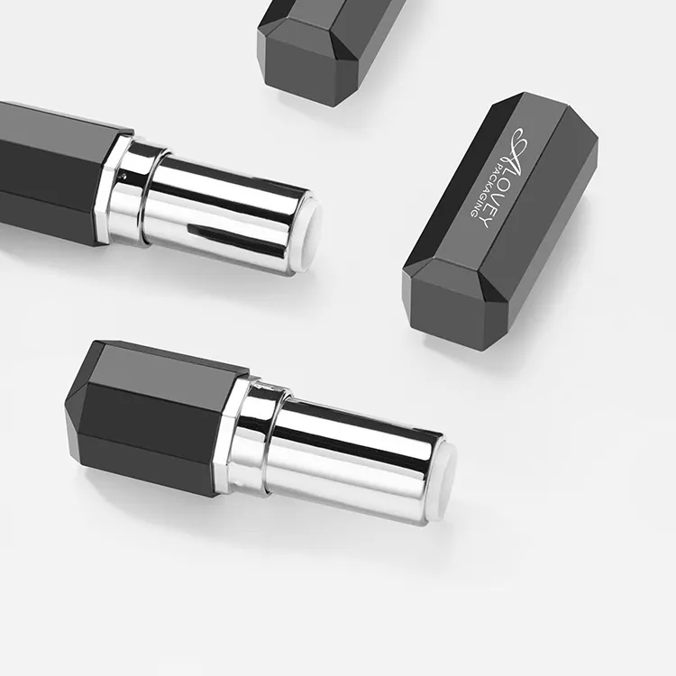 럭셔리 UV 코팅 하이엔드 블랙 중공 레드 튜브 도매 팔각형 립스틱 용기