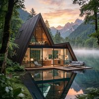 Villa Modulaire Préfabriquée Moderne de Luxe en Panneaux Sandwich, Maisonnette Portable de 20ft/40ft, Type A-Frame, pour Eco-Resort, Garantie 1 An