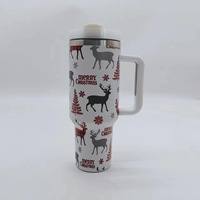 Bouteille Thermos 40oz Gobelet Avec Poignée Avec Couvercles De Paille Tasse Thermique En Acier Inoxydable Café Thermos Tasse À Vide Cadeau De Noël