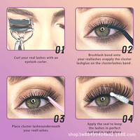 Kit de cils en grappe DIY semi-artisanaux pour extension de cils, ensemble de faux cils réutilisables, imperméables, à tige en coton noir, sans produits chimiques