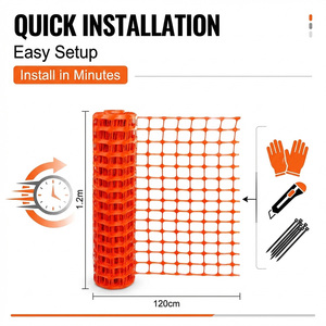 Length 100m Roll Orange Plastic Fence Net Economical Barrier for Garden Public Area <b>Safety</b> - Product Image 2