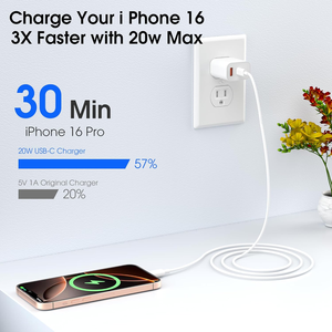 Cargador de Pared USB C PD de 20W con Doble Puerto y Carga Rápida, Adaptador de Corriente Tipo C QC3.0 de 18W para iPhone 15 14 13 Samsung S23 Google - Product Image 3