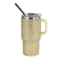 Gobelet isotherme personnalisé en acier inoxydable à double paroi de 5 oz, orné de strass, pour cosmétiques, motif diamant, mignon et mini