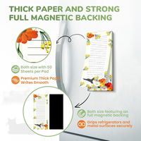 Bloc de Notas Magnético para Refrigerador con Diseño de Gato y Flores, Bloc de Lista de Compras, Bloc de Notas para Refrigerador, Regalo para Cocina
