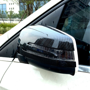 Mercedes-Benz Mirror Covers Carbon Fiber Textured Piano Black Full Set Adhesive Fit 2008-2014 - Product Image 1