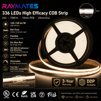 Nouveau Lumen élevé CRI90 336LED/M 4000K blanc COB LED bande lumineuse 24V DC 10MM haute efficacité Silicone cuivre ETL RoHS COB LED bande