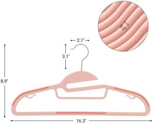 Cintres minimalistes roses en plastique avec crochets en acier inoxydable, antidérapants, gain de place, pour rangement de vêtements dans la garde-robe - Product Image 2