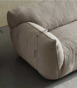 Canapé en tissu de lin pur Wabi-sabi, style nordique rétro, trois ou quatre places, rangée droite, combinaison de canapés - Product Image 6