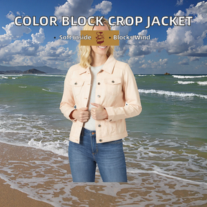 Chaqueta Vaquera para Mujer de Alta Calidad, Último Diseño, Bloques de Color, Algodón Teñido Liso, Logotipo, Superventas, Cómoda, OEM - Product Image 2