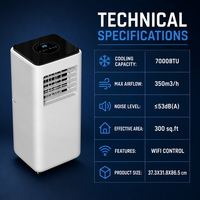Climatiseur mobile portable électrique 7000/9000/10000 BTU pour usage domestique, refroidissement économe en énergie, accessoires offerts
