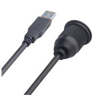 Câble USB 3.0 blindé tressé à un seul port, mâle vers femelle, à montage encastré pour voitures, camions, bateaux, motos