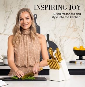 14PCS NOVISON Kitchen <b>Knife</b> <b>Set</b> Stainless Steel 3Cr13 Coated Blades Gold Color Box Eco-friendly Durable Ambidextrous Design - Product Image 3