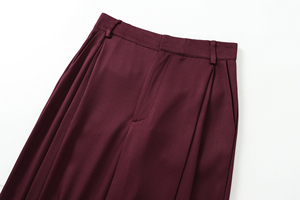 <span class=keywords><strong>Pantaloni</strong></span> Lunghi Casual da <span class=keywords><strong>Donna</strong></span> a Gamba Larga con Pieghe, Colore Borgogna - Product Image 3