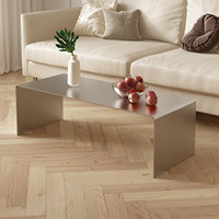 Table Basse Carrée Minimaliste Italienne Moderne en Acier Inoxydable avec Fonction de Préparation du Thé, Aucun Montage Requis, Idéale pour le Salon