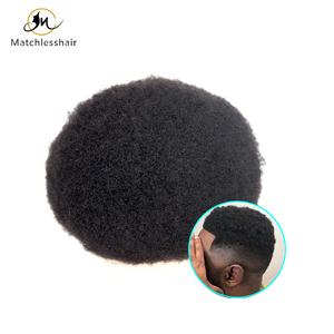 Pelucas de Encaje Completo con Rizo <span class=keywords><strong>Afro</strong></span> para Hombres Negros Unidades de Reemplazo Capilar para Hombres Afroamericanos - Product Image 6