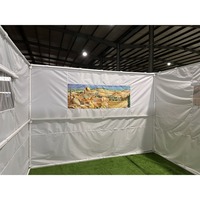 Tenda Sukkah 2x2m Putih Hijau Dua Warna Stan Sukkot Dinding Poliester Rangka Baja Kit Atap Siap untuk Alas Bambu