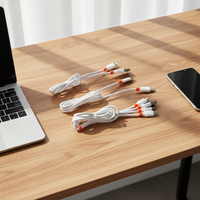 Kabel Data USB 3.0 C 3 in 1 Desain Jelly Oranye 3ft TPE Lembut, Pengisian Cepat 3A untuk iPhone & Ponsel