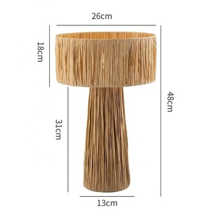 Rattan <strong>Bamboo</strong> Table <strong>Lamp</strong> with Hemp Rope Shade Touch Control LED Light AC Powered Eco-Friendly Wedding Lighting - Product Image 2