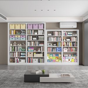 Étagère simple en fer pour la chambre d'étude des enfants, étagère de rangement sur pied à plusieurs niveaux avec étagères réglables, design rectangulaire SJ - Product Image 1