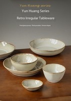 Bols en céramique irréguliers nostalgiques, assiettes spécialisées, bols à nouilles de style japonais