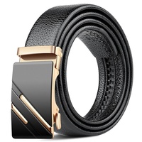 [Vente en gros usine] Ceinture de pantalon pour homme en cuir véritable, style affaires, avec boucle automatique en alliage et motif géométrique, en cuir de vachette, tendance