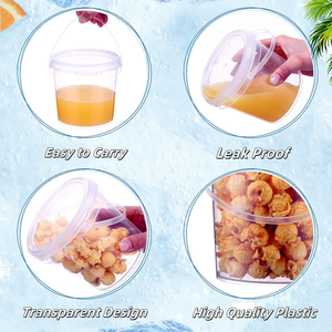Cubo de helado con tapa y ASA, recipiente sellado para aperitivos, bebidas, frutas, cubo de plástico transparente a prueba de fugas - Product Image 2