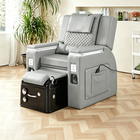 Fauteuil de pédicure de qualité en cuir PU avec porte-gobelet et repose-pieds à bol extractible pour salon de manucure et spa