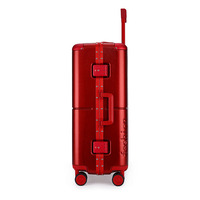 Valise rouge 24 pouces Valise à roulettes Cadre en aluminium Boîte à mot de passe anti-rayures silencieuse
