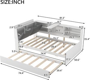 Двухразмерный каркас кушетки для хранения с нескользящей подкладкой без шума - Product Image 3