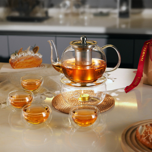 Cnglass Chất lượng cao handblown bán buôn Kính ấm với có thể tháo rời Infuser Stovetop an toàn ấm trà thủy tinh cà phê brewer - Product Image 4